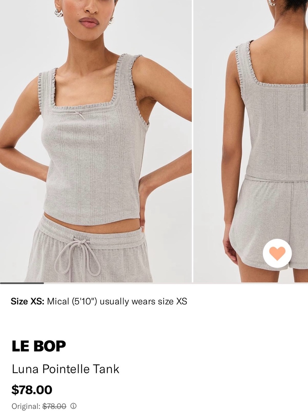 Shopbop Ribbed Square-Neck Tank Top — Light Gray - Picture 2 of 7